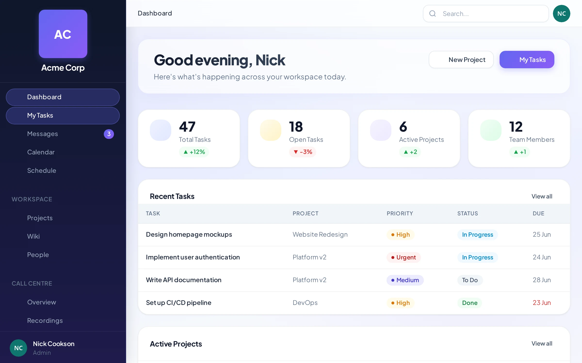 Interlink Digital Workplace dashboard workspace